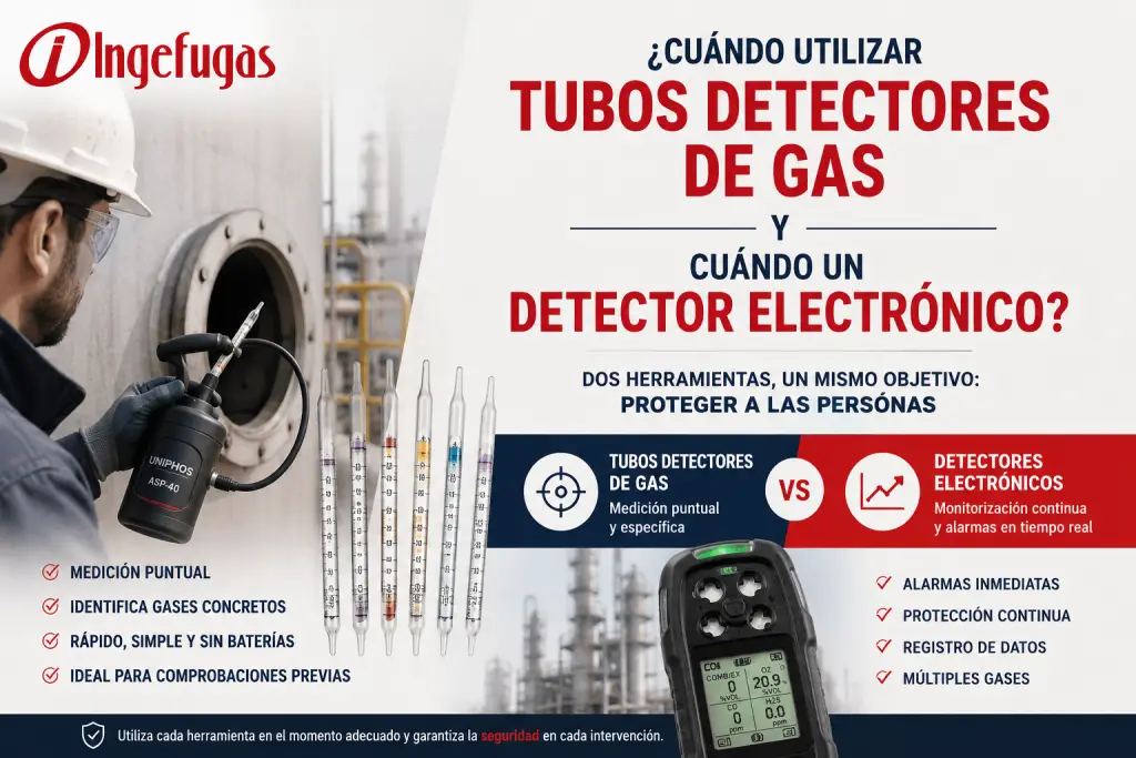 tubos detectores de gas, ¿Cuándo utilizar tubos detectores de gas y cuándo un detector electrónico?