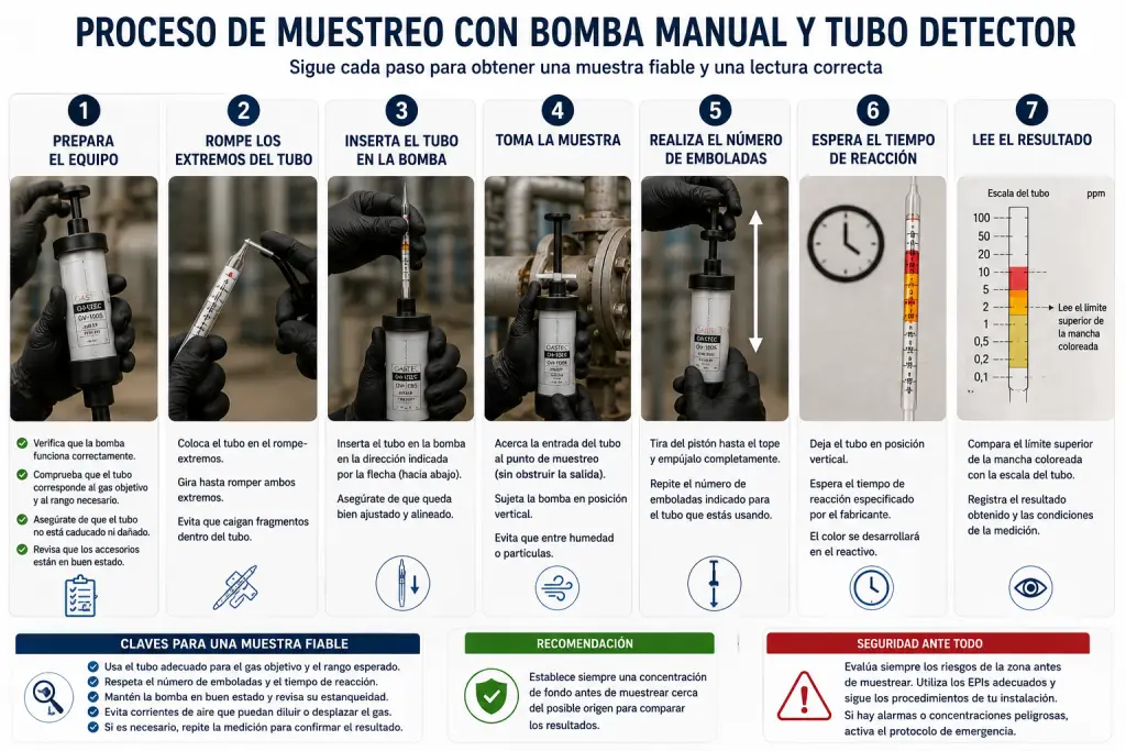 validar una sospecha de fuga con tubos detectores de gas, Cómo validar una sospecha de fuga con tubos detectores de gas