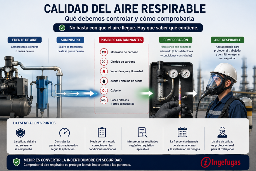 Comprobación de la calidad del aire respirable desde la fuente de suministro hasta el trabajador