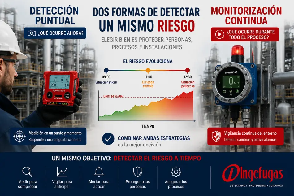 Detección puntual frente a monitorización continua: ¿Qué necesita realmente tu instalación?